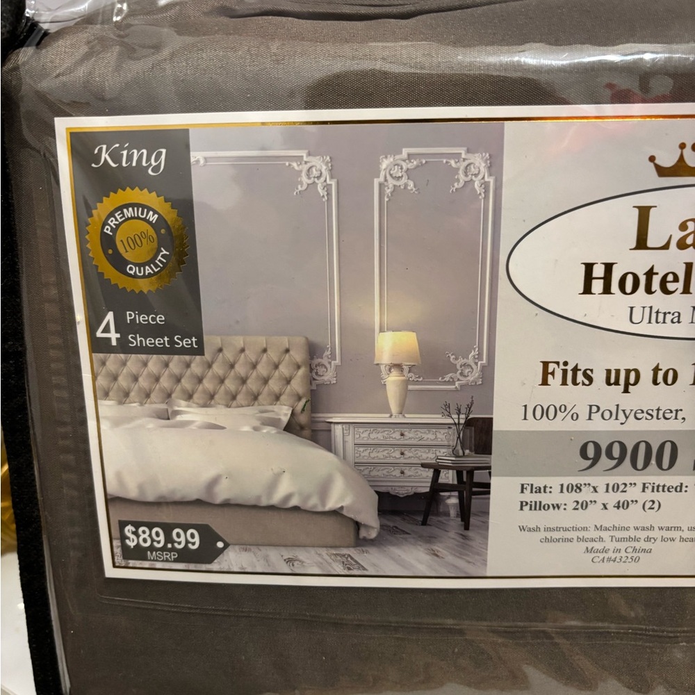 Lavish King 4-Piece Sheet Set - Grey/Deep Taupe